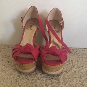 Qupid Hot Pink Open Toed Heels